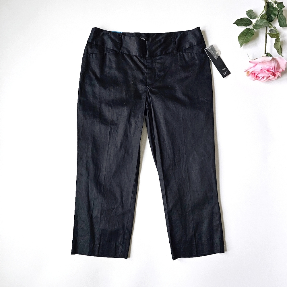 NWT Mossimo Modern Fit Stretch Sateen Crop Pants W Sz 6 Black Ebony Skinny 2007